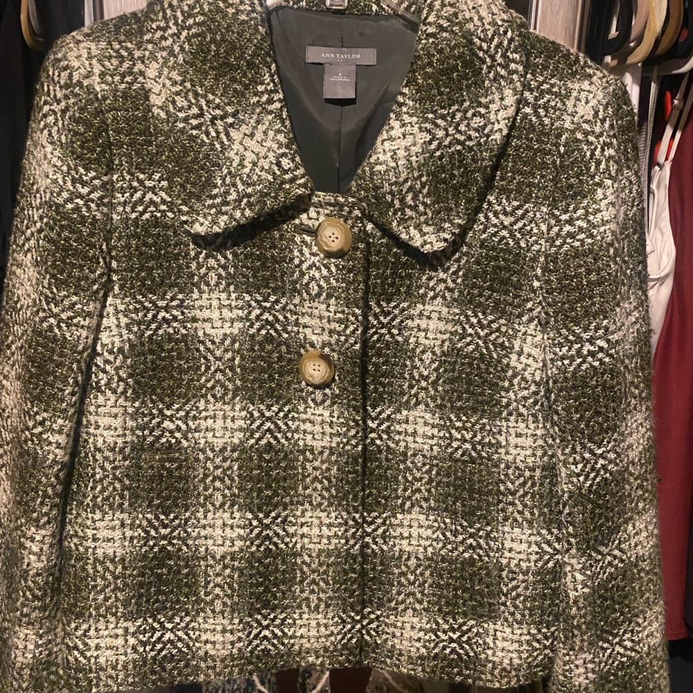 Ann Taylor Green Plaid Blazer